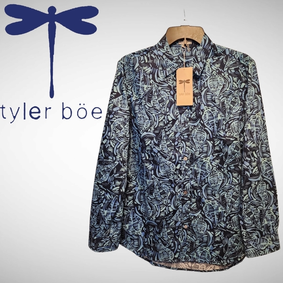 Tyler Boe Tops - NWT TYLER BOE Womens  Button Up Blouse Shirt Long Sleeve Blue Hot Air Balloons